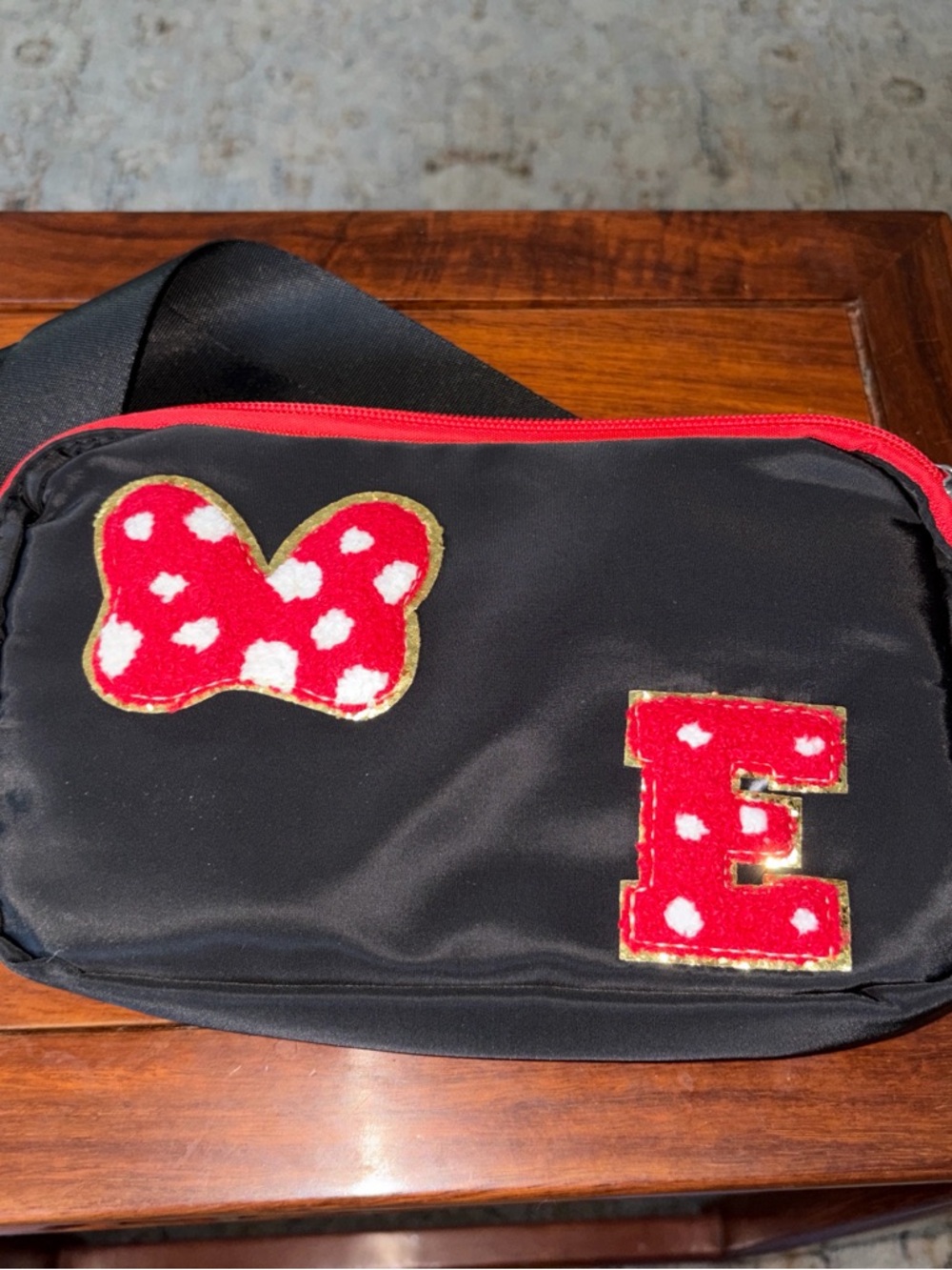 Kids Black Crossbody Bag with Red Polka Dot Accents